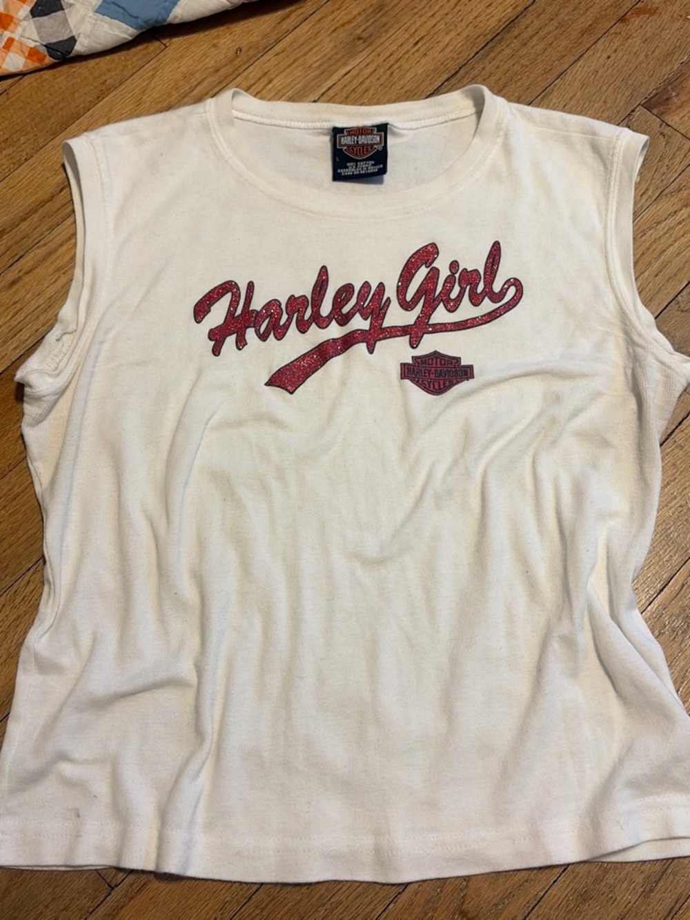 Harley-Davidson White Tank with Glitter Red "Harley Girl" Script